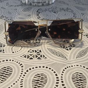 Tortoise Shell Sunglasses with Gold Accents
